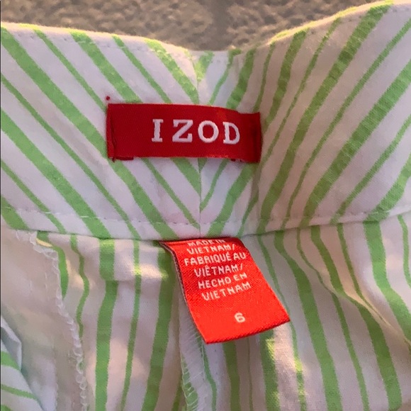 green and white striped izod golf shorts - Picture 4 of 4